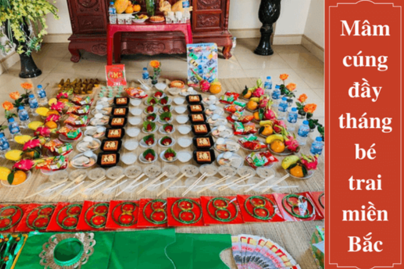 Cúng đầy tháng bé trai miền Bắc Trung Nam